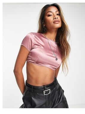 ASOS Satin Dusty Rose Cropped Tee